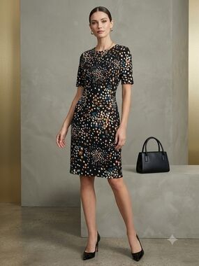 beige cut out midi dress Cut-Out Neck Color:Black/Taupe hugging silhouette beautifully accentuates CC1 Vegan Blue Cheese Dressing